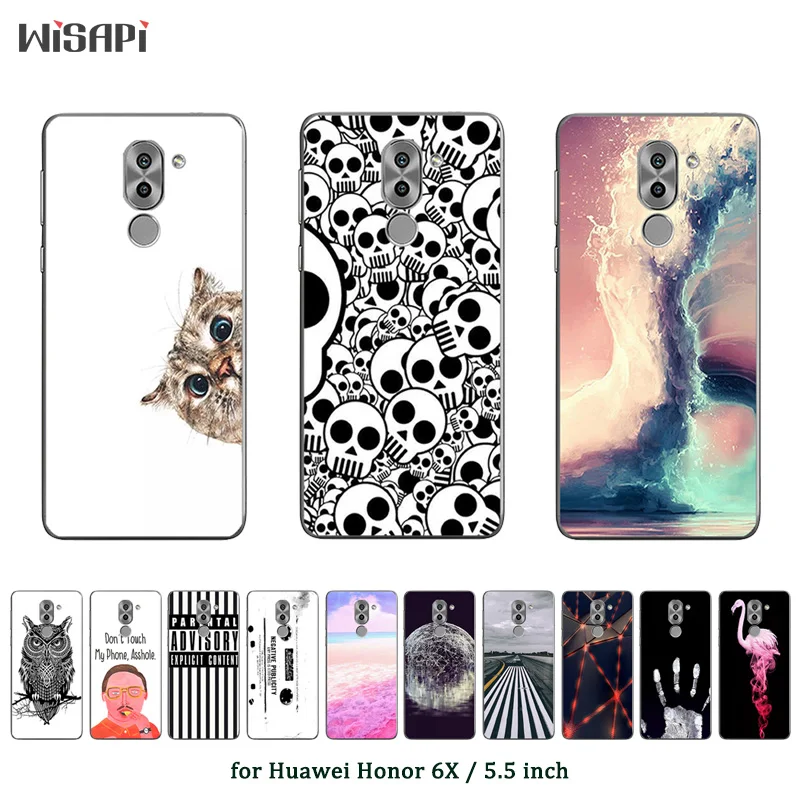 

For Huawei Honor 6x Case Soft Silicone Current Printed Back Cover for Honor 6 X GR5 2017 TPU Phone Cases For Mate 9Lite Bag