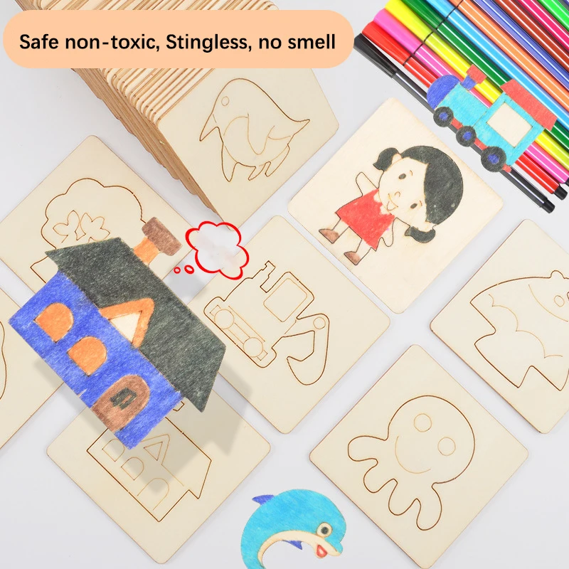 60Pcs Board School Paint Tools Educational Coloring Book Paint Learning Coloring Board Drawing Noard Wooden Drawing toy 60Pcs Board School Paint Tools Educational Coloring Book Paint Learning Coloring Board Drawing Noard Wooden Drawing toy
