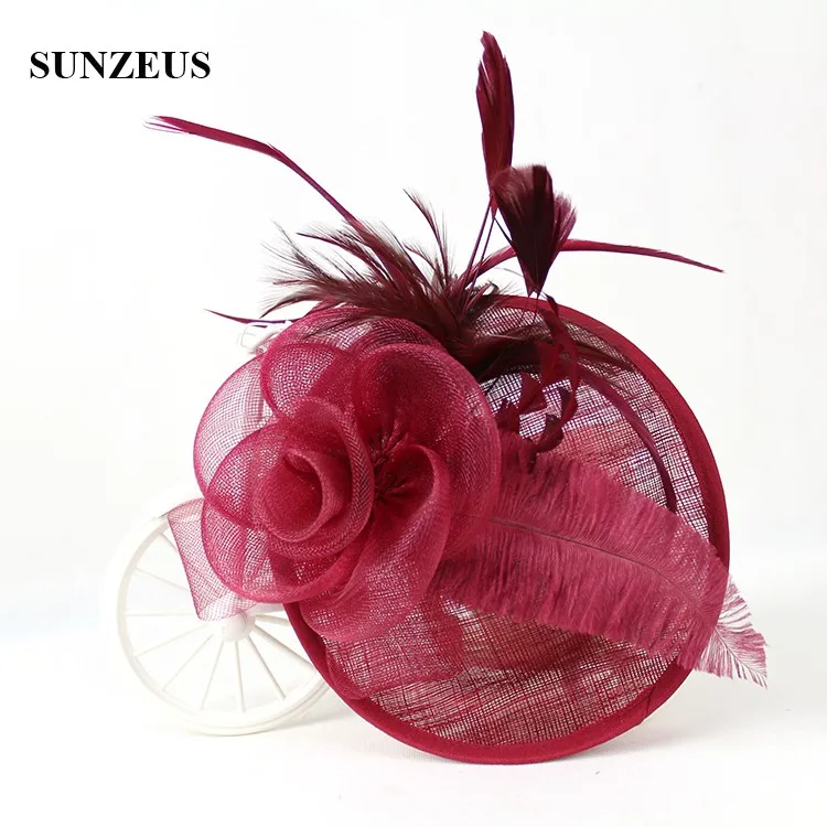 Новое поступление льняные Свадебные шляпы сетчатые Цветочные перья вечерние аксессуары для волос для свадьбы очарование SQN034 - Цвет: Черный