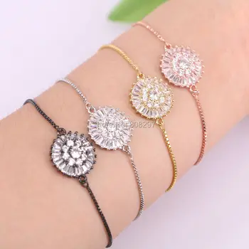 

10Pcs Round CZ zircon Crystal Micro Pave Connector Fashion Design Charm Bracelet Jewelry Making