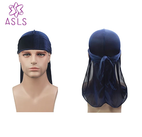 Мужской и wSilk Durag бандана головной убор широкий Doo Rag Bonnet полиэстерная Кепка удобный колпак для сна 2 шт./партия - Цвет: Тёмно-синий