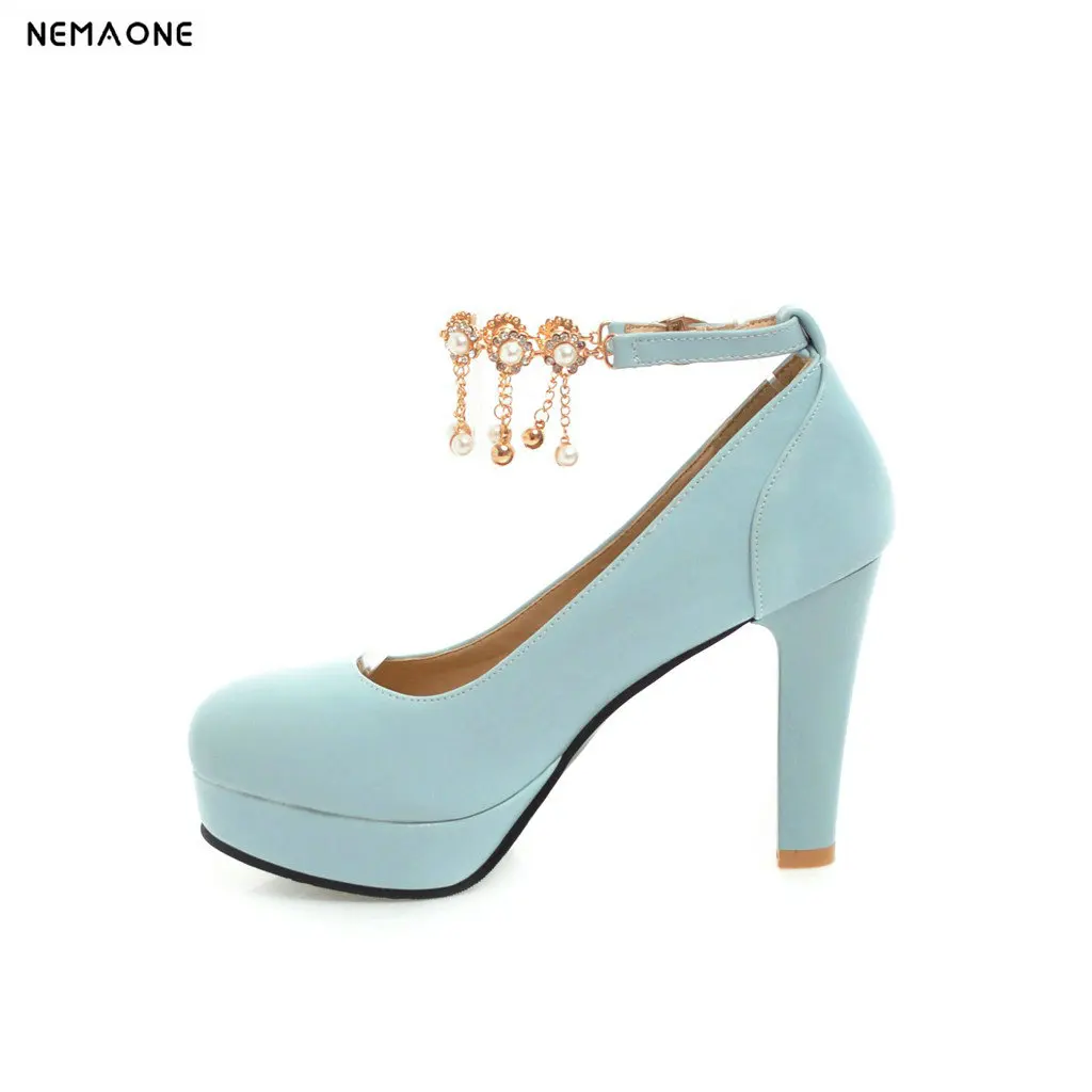 

New Women high Heels Shoes Platform Shoes Women Shoes Autumn ankle strap Ladies Office Pumps Large Size 33-43