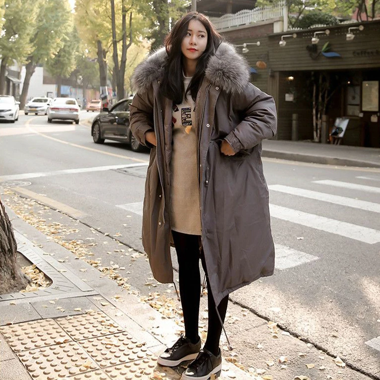 Женское зимнее теплое пальто с капюшоном свободного размера плюс 2XL однотонная хлопковая парка Женская Длинная зимняя куртка женская куртка