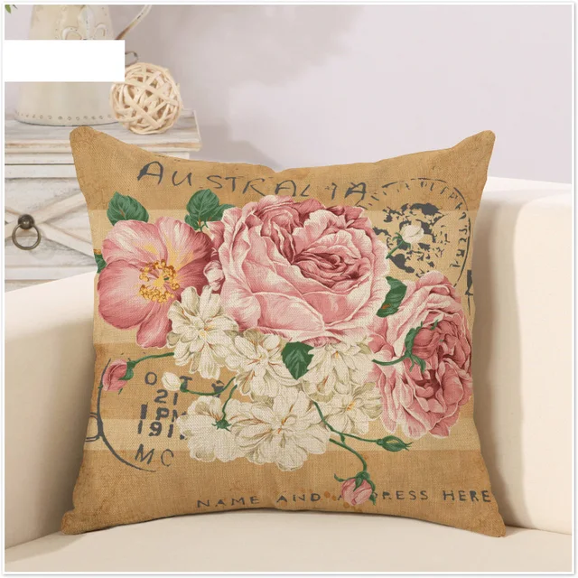 australia postcard ofpink peony retro cartoon pillow case cover massager decorative pillows vintage home decor elegant
