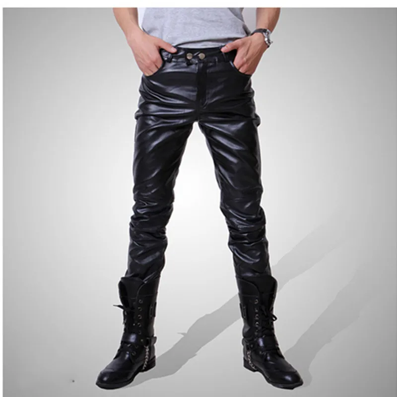 Мужские обтягивающие брюки из искусственной кожи, блестящие черные золотистые Серебристые брюки для ночного клуба, сцены, певцы Танцовщицы, джинсы размера плюс 4XL