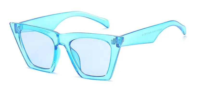 Новейшие модные квадратные солнцезащитные очки для женщин Кошачий глаз Роскошные брендовые большие черные солнцезащитные очки зеркальные очки lunette femme Oculos 1054R - Цвет линз: Blue Frame Blue