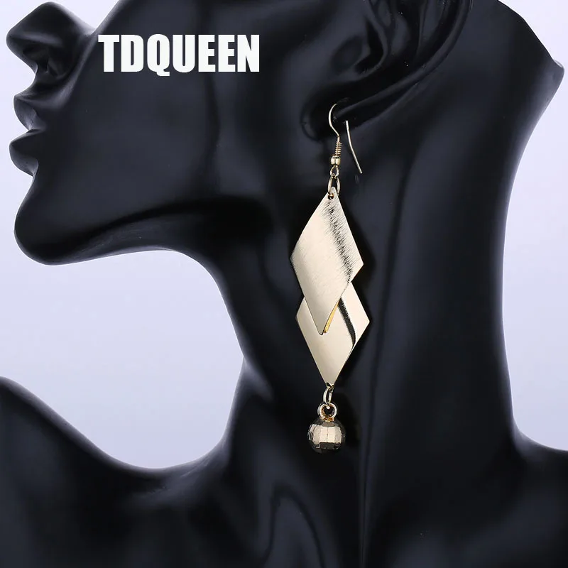 Geometric Long Diamond Dangle Earrings Gold Color and Silver Plated Metal Dangle Ball Earrings Party Jewelry Fashion 2018 Brand (6)