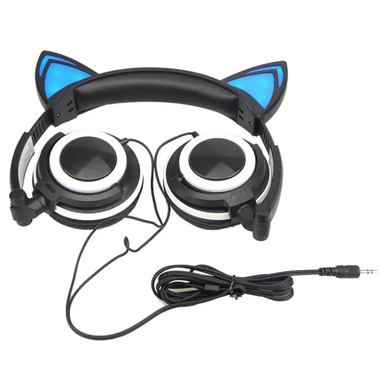 Светодиодный складные наушники с кошачьими ушками, 1,5 м, проводные наушники, модные повязки для девочек, для телефона, ПК, ноутбука, MP3 MP4 ISYH TW-763