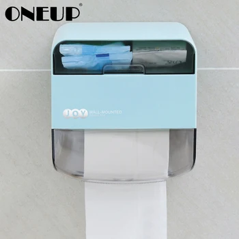 

ONEUP Waterproof Toilet Paper Holders Plastic Multifunctional Storage Box for Bathroom Kitchen Portable Toilet Paper Holders