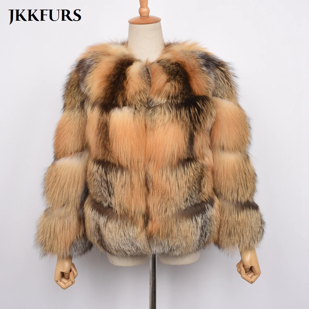 

Luxury Women's New Real Red Fox Fur Coat Genuine Natural Fur Full Pelt Thick Warm Coat Fashion Style Jacket Fashion S7465