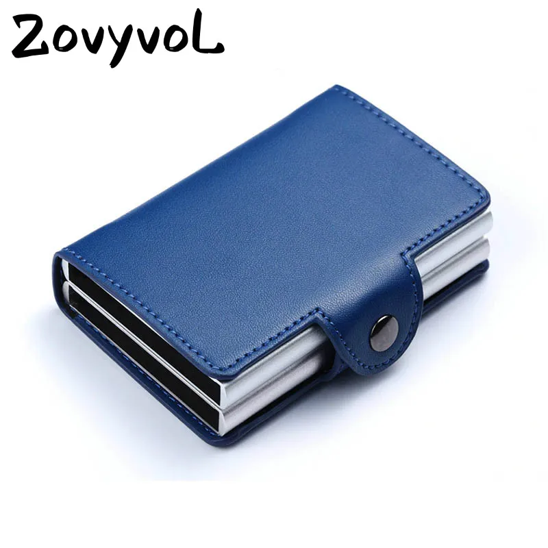 

ZOVYVOL 2019 PU Leather Credit Card Holder Vintage Colorful Business ID Card Wallets Solid Aluminum Card Holder Men and Women