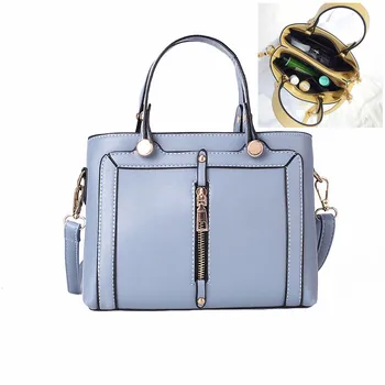 

Fashion Women Handbags Double zipper PU Leather Totes Bag Tophandle Solid color Crossbody Bag Shoulder Bag Lady Simple Hand Bags