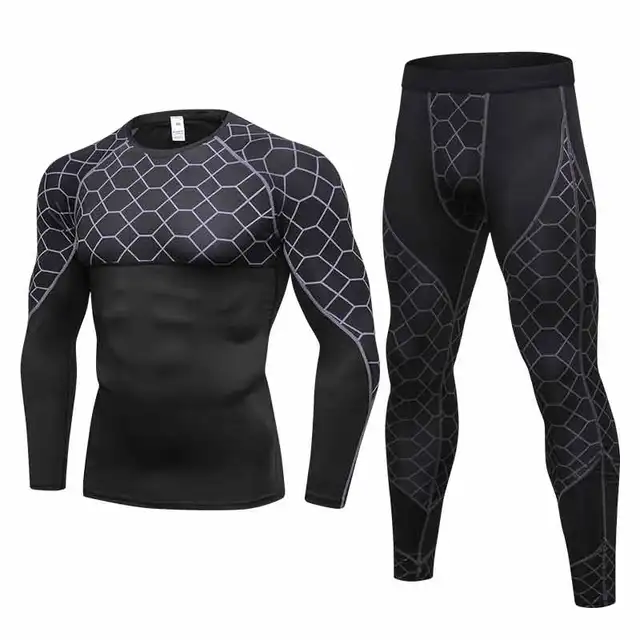 US $22.00 Brand 2017 Quick Dry Fitness Tight High Quality Running Set Men Sport Suit Gym Training Sports Clot