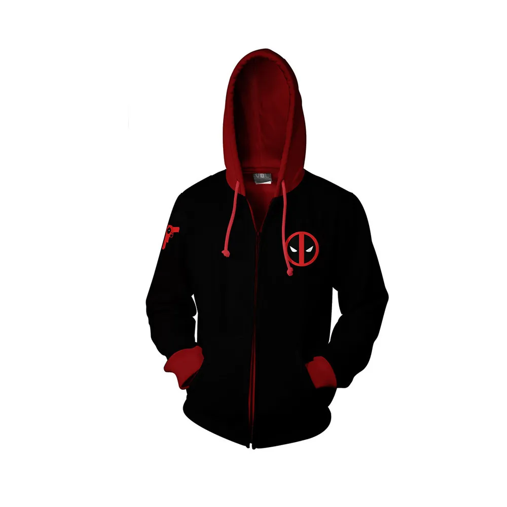 

Cosplay Anime Superhero Deadpool Costume 3D Zip Hoodie Sweater Warrior soldier Uniform Fall Fashion Unisex Jacket Sweatshirt