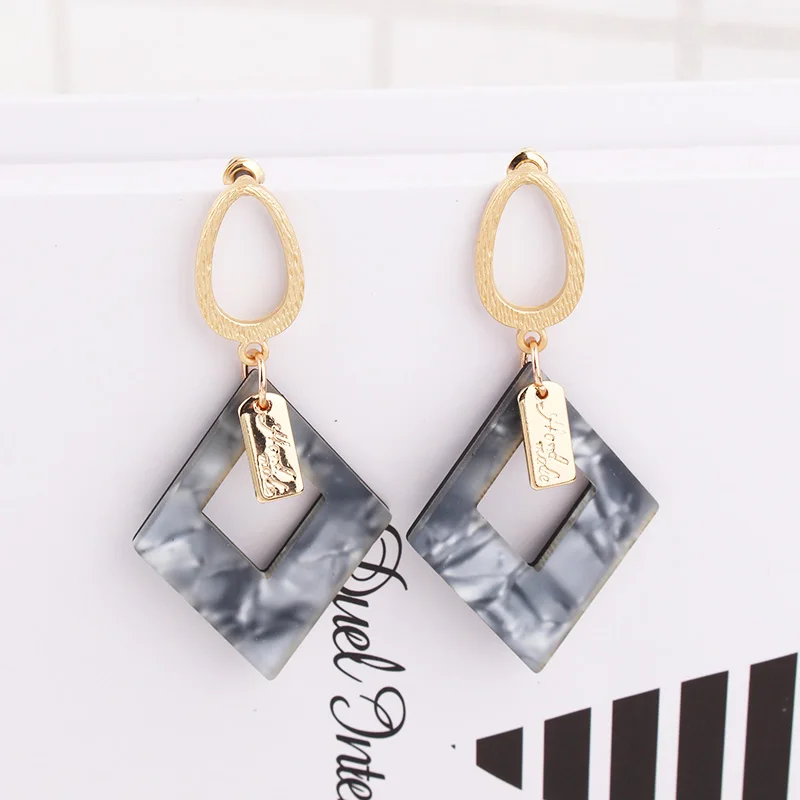 

TODOX Korean New stylish healthy women's earrings geometric Dazzle colour geometric Acetate sheet square Elegant gift party
