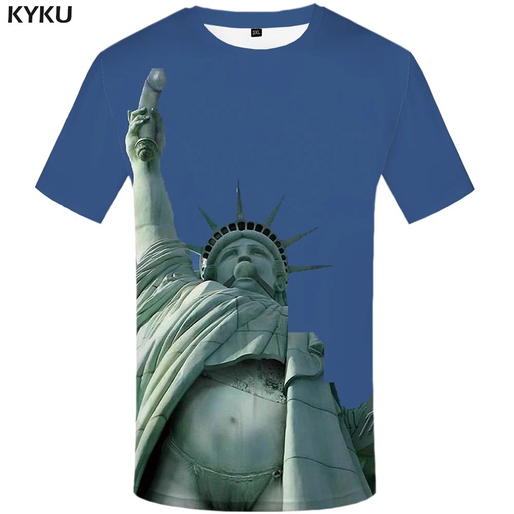 KYKU статуя футболка Liberty мужские США аниме одежда небо с персонажем из мультфильма