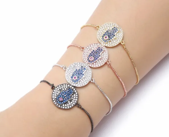 

gold silver Chain bracelet micro pave cz rope Cubic Zirconia bracelet adjusted Macrame dsgf3 round hand Charms Bangles gift