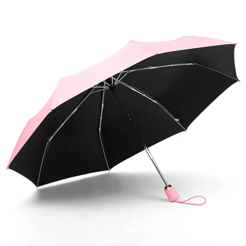 Women Rain Automatic Umbrella Durable Anti-UV Waterproof Quality Men Umbrellas Three Folding Female Parasol RG076