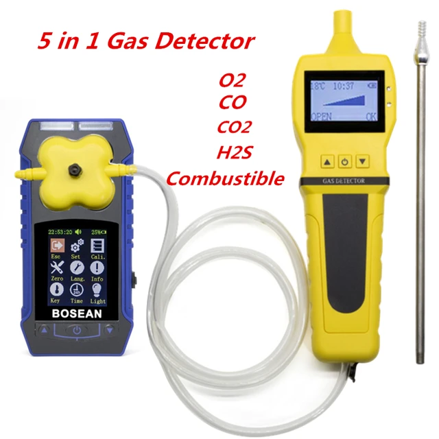 4 in 1 O2 H2S CO2 Combustible Gas Detector with Gas Sample Pump Oxygen