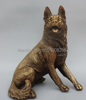 

16"Chinese Bronze Wolfhound Wolf Dog Boggy Pooch Doggie Mutt Hound Animal Statue