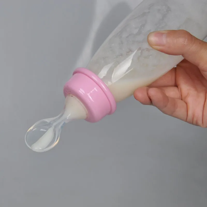 Полезные Детская безопасность Силиконовая детская бутылка с ложкой еда Дополнение рисовая паста Кормление бутылочки удобно и практично 240
