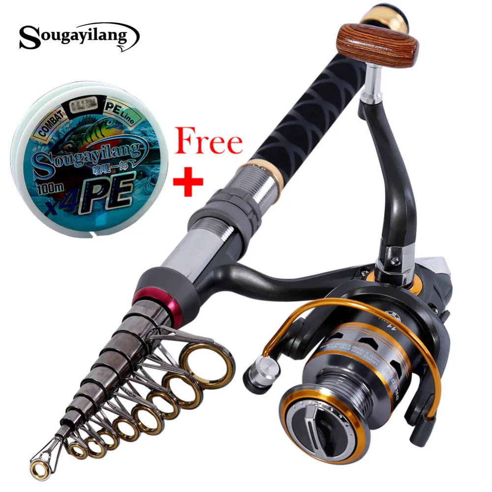 online 1.3 m 2.4 m Vara Vara De Pesca Vara De Pesca De Fibra de Carbono para Olta Spinning Telescópica Mini Pesca Rod Set com Carretel de peixe pólo