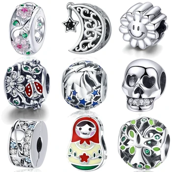 

MYBEBOA New Arrvial 100% 925 Sterling Silver & Zircon Moon and Stars Charm fit Original European Bracelet Beads Jewelry