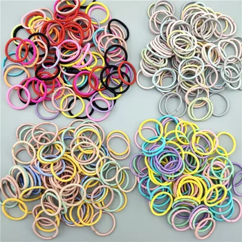 

New 100PCS/Lot Girls Candy Colors Nylon Rubber Bands Children Safe Elastic Hair Bands Ponytail Holder Kids Hair Accessories