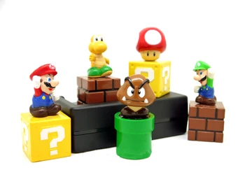 

5 Pcs/set Super Mario Bros Action Figure Toys 5cm cute cartoon mini Mario Luigi Mushroom Model PVC dolls Collection