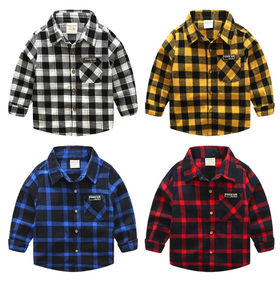 New Boys Shirt for Kids Cotton Clothing 2018 Fashion New Baby Boy Plaid Shirts Long Sleeve England School Trend Children Clothes