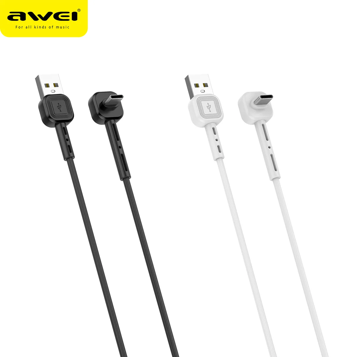 AWEI CL-66 جديد نوع-C الهاتف المحمول USB كابل بيانات الحق زاوية 90 درجة المحمول لعبة كابل شحن