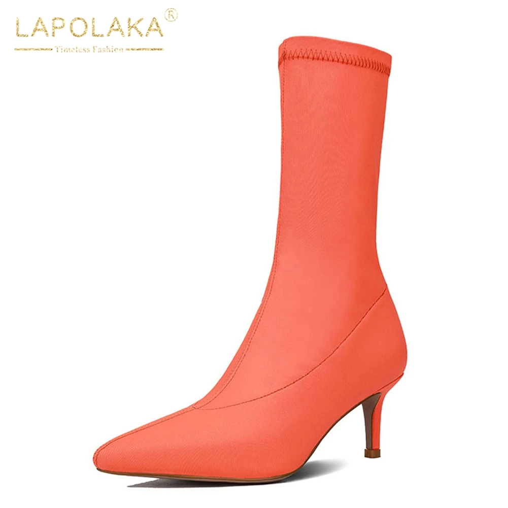 

Brand Plus Size 35-41 Lycra Pointed Toe Lades High Heels Shoes Woman sexy elastics Party Sexy Autumn Winter sock Boots