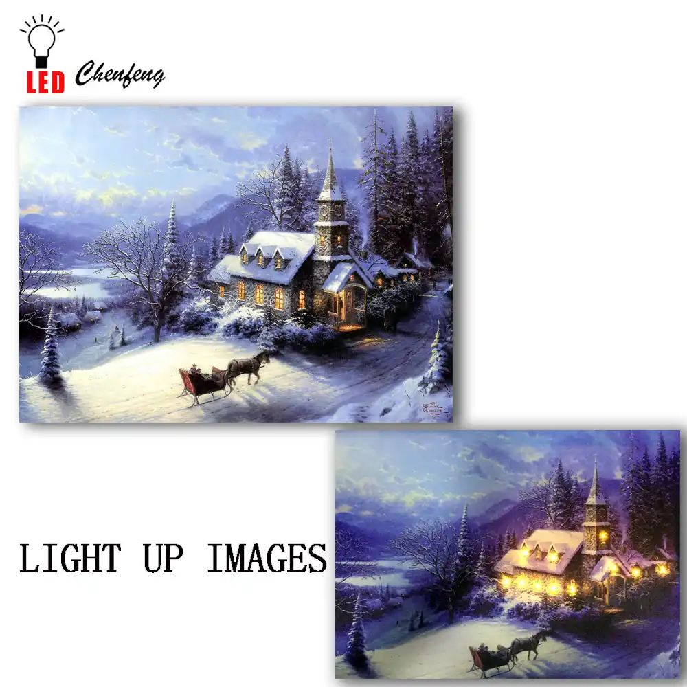 Lighted Canvas Printing Led Wall Art Decor Village Night Led Canvas Wall Art Decor Village Night