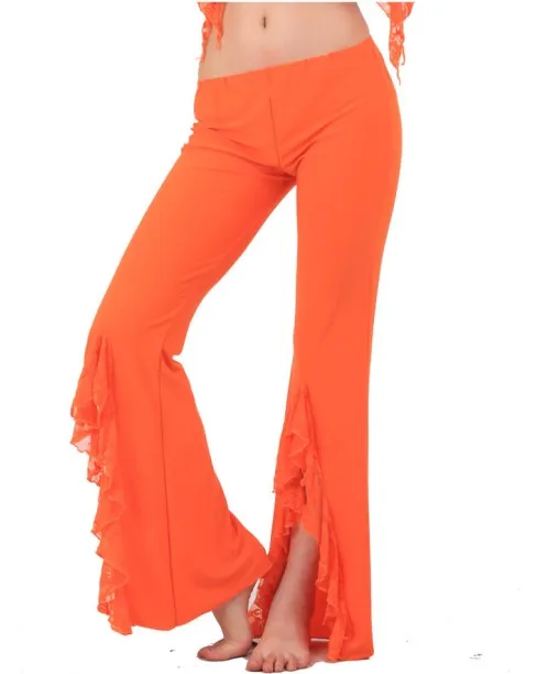 Пояс для танца живота танцевальный костюм юбка новое поступление комплект одежды брюки-удобные качественные кружевные брюки с листьями лотоса K74 - Цвет: purple orange