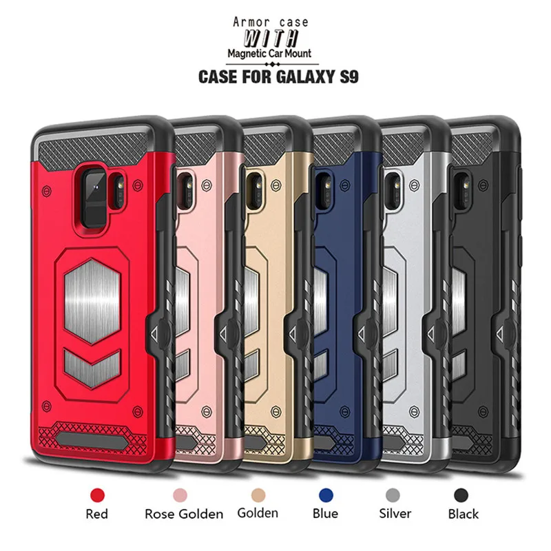 

For Samsung Galaxy S9 S9+ Anti Shock With Card Pocket Car Magnetic Protection Phone Cover For Samsung S9 9Plus SM-G960F SM-G965F