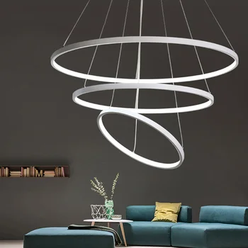 

Modern LED Chandelier Aluminum Ring Pendant Chandelier Lighting Circle for Living Room Dining Room Business Club kitchen 90-260v