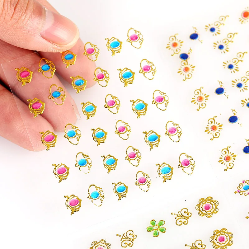 24 Sheet Gem Model Gel Foil Manicure Gold Stamping Stickers For Nails