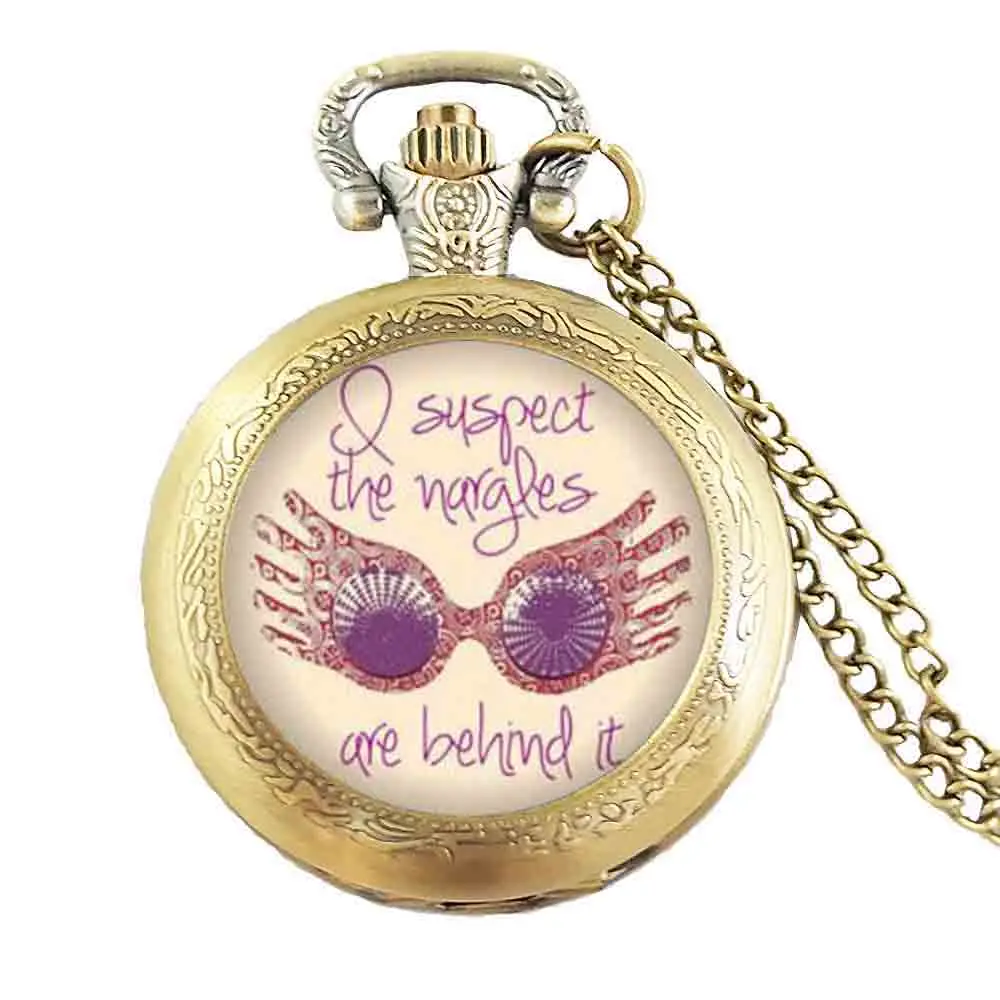 

Luna Lovegood pocket watch, 'I suspect the nargles are behind it',Harry Steampunk Bronze chain vintage women Jewelry men