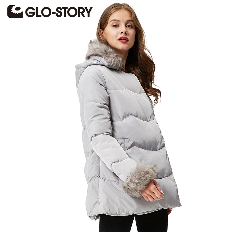 

GLO-STORY Women Winter Jacket Coat Casual 2018 Women Parkas Clothe High Quality Female Hooded Winter Parka Coats WMA-3243