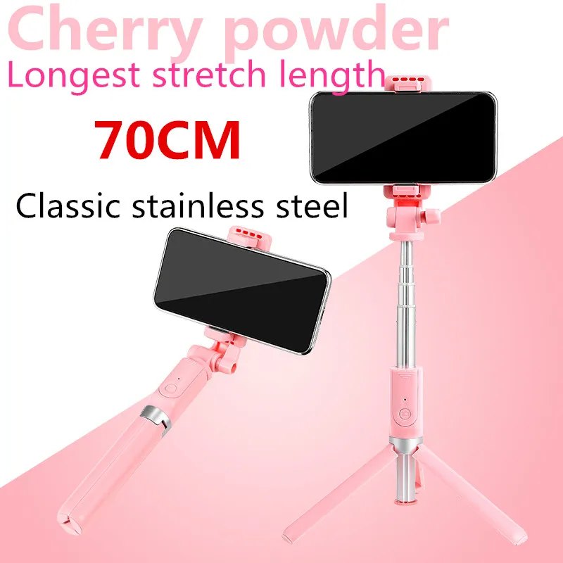 Портативный монопод 3 в 1 беспроводной Bluetooth селфи палка+ мини селфи штатив с пультом дистанционного управления для iPhone X 8 7 6s plus - Цвет: Cherry powder