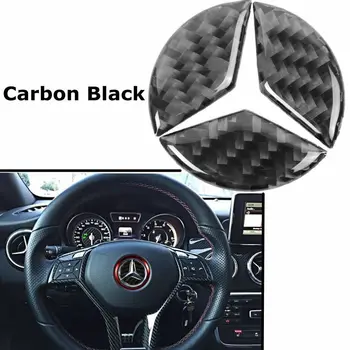 

44mm Carbon Fiber Steering Wheel Center Logo Sticker Emblem for Mercedes Benz
