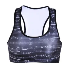 NEW 0024 Summer Sexy Girl Women Mixed music score 3D Prints Padded Push Up Gym Vest Top Chest Running Sport Yoga Bras