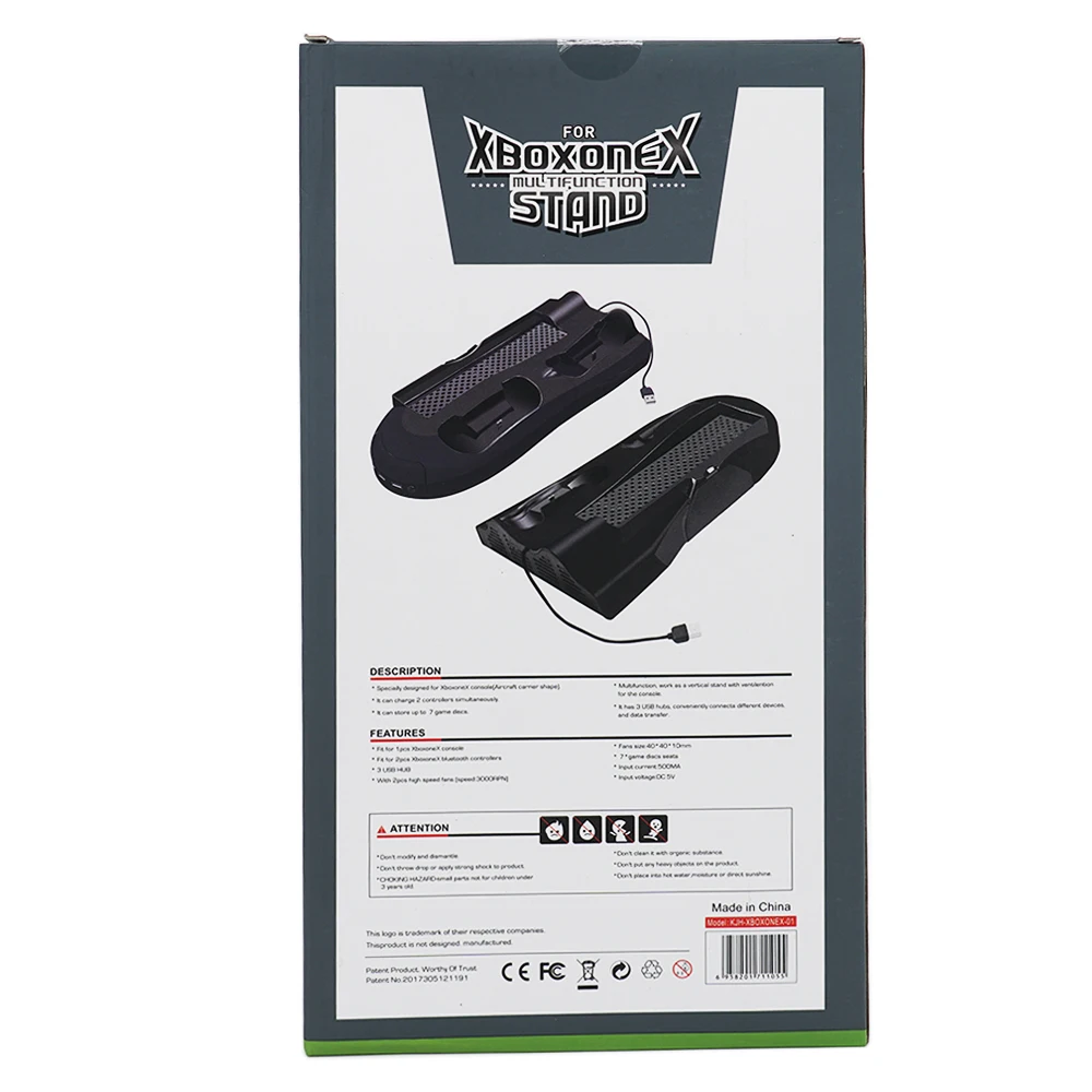 Вертикальный подставка охлаждающий вентилятор для Xbox One X зарядная станция диски