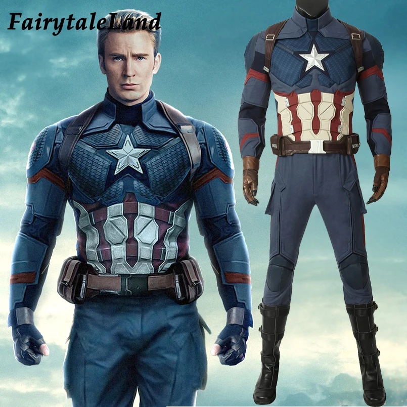 Avengers Endgame Captain America Cosplay costume full set Outfit Captain America Steve Rogers Jumpsuit free shipping custom made