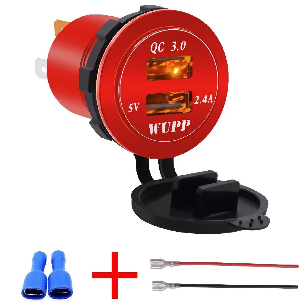 12 v-24 v QC3.0 3.4A Автомобиль Мотоцикл Dual USB розетка Зарядное устройство Мощность адаптер розетки IP66 Водонепроницаемый водить грузовик адаптер для зарядного устройства - Название цвета: red orange light