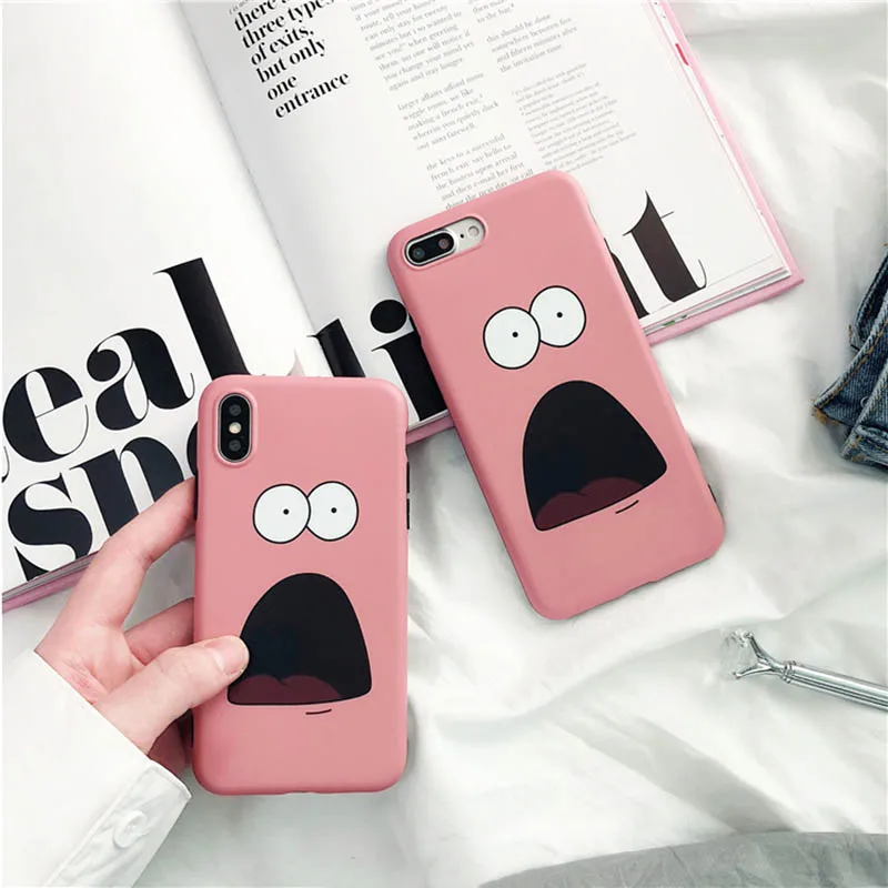 

Funny Cartoon Pattern Phone Case For iphone 7 6S 6 8 Plus Case For iphone X Cover Cute Experssion Soft TPU Back Cases Matte Capa