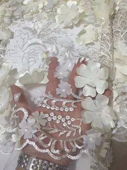 

African Lace Fabric 2019 3D Flower Embroidered French Lace Fabric High Quality French Tulle Lace Fabric For Wedding Party Dress