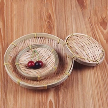 Контейнер корзина для хранения 13 см 20 см фруктовая бамбуковая корзина ручной работы лоток для хлеба практичное блюдо из ротанга мини кухня ткачество еда круглый