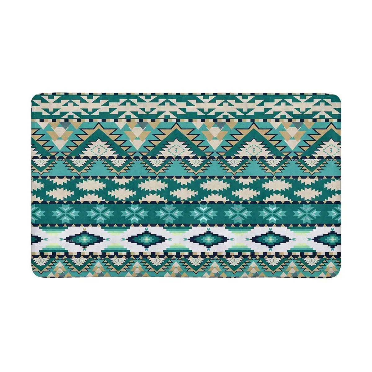 Aztecs Seamless Pattern On Cold Color Doormat Anti Slip Entrance