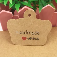 200 шт в форме короны Ретро стиль бумажная Закладка висячая бирка ручной работы с любовью крафт-бумага бирка для Марка коробка для праздничного торта милые бирки